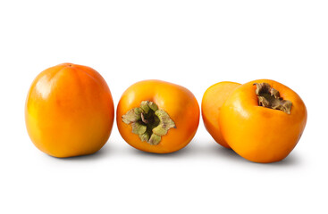 Sweet persimmons on white background