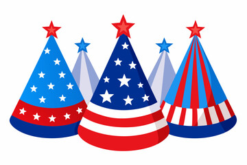 4th-of-july themed party hats vector illustration