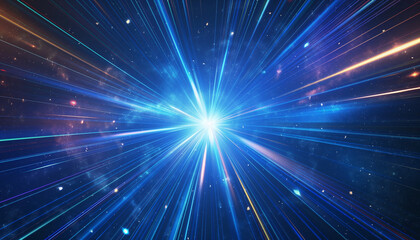 Obraz premium Hyper Speed Warp Sun Rays or Explosion Boom for Comic Books Radial Background Vector, space stars comic book bg