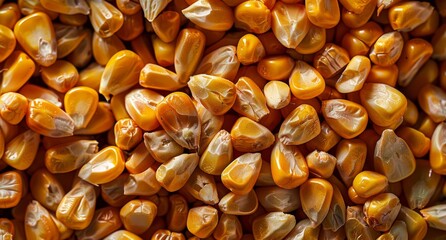 Close Up View of Yellow Corn Kernels in a Pile