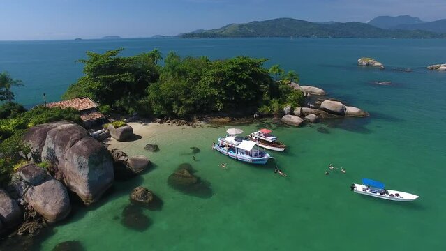 Aerial view of Sapeca Island, Paraty Bay - Paraty, Rio de Janeiro, Brazil