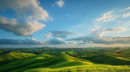 Obraz premium Rolling Hills Under a Blue Sky