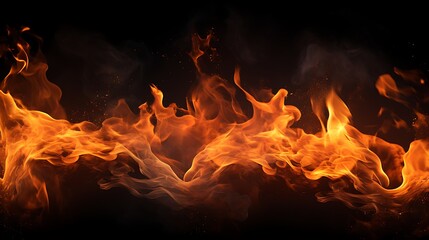 Fire flames isolated on black background