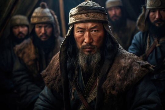 Tatar Mongols: nomadic warriors and conquerors, cultural legacy, military prowess, Eurasian steppes strength, traditional attire, resilience and the spirit of the historic nomadic lifestyle