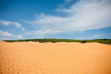 Red sand dunes Mui Ne Vietnam a popular tourist attraction for backpackers and holiday makers