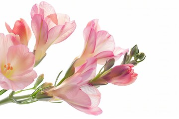Fototapeta premium Pink Freesia Isolated on White Background. Beautiful Freesia Flower