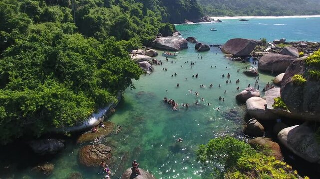 Aerial view of  Caxada&ccedil;o Natural Pool, Caxada&ccedil;o Beach, Vila de Trindade - Paraty, Rio de Janeiro, Brazil