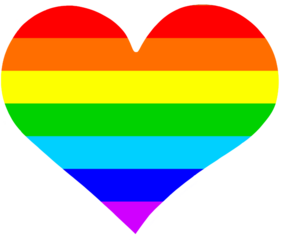 Bright and vibrant heart on a white background in rainbow colors representing LGBTIQA community