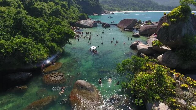 Aerial view of  Caxada&ccedil;o Natural Pool, Caxada&ccedil;o Beach, Vila de Trindade - Paraty, Rio de Janeiro, Brazil