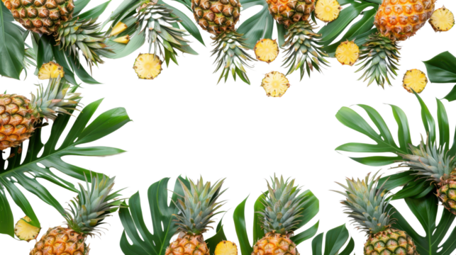 Pineapple frame on transparent background