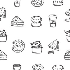 food and beverage seamless pattern in hand drawn style pattern background