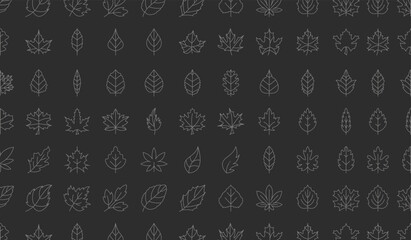 black icons leaves and branches set