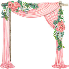 watercolor hand drawn wedding arch