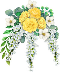 watercolor hand drawn elegant floral decoration