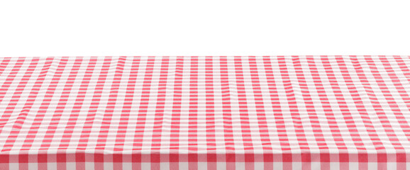Picnic tablecloth on table against white background