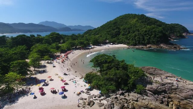 Aerial view of Praia do Meio, Vila de Trindade - Paraty, Rio de Janeiro, Brazil