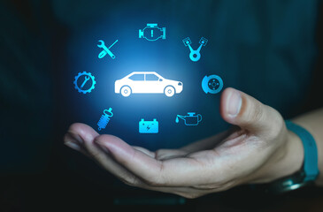 Technology application for Car service maintenance concept.