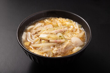 ねぎ塩豚バラ　卵あんかけ　うどん