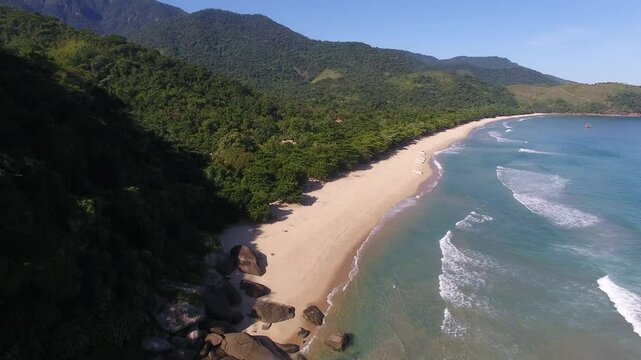 Aerial view of Sono Beach, Vila de Trindade - Paraty, Rio de Janeiro, Brazil