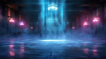 Mysterious Dimly Lit Room with Foggy Ambiance