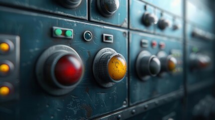 Close-Up of Industrial Control Panel Buttons