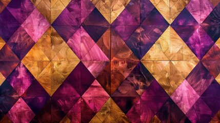 Elegant Symmetrical Diamond Shapes in Pink, Purple, and Gold Tones