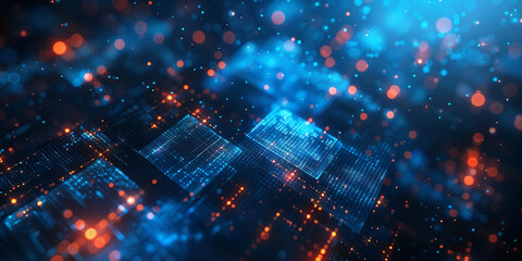 Technology background for technology processes, neural networks, AI, data transfer, encryption, digital archives, audio and visual presentations, science, education, medical imaging, virtual reality