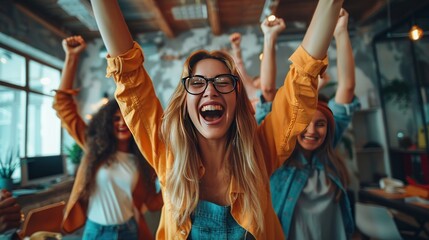 Group of Young People Celebrating Success