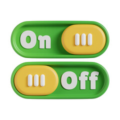On and Off Toggle Switch Buttons 3D Icon. ON and OFF Sign 3D Icon