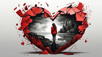 heartbroken, heartbreak, red,emo, black,heart, wallpaper, screensaver, digital wallpaper, love, breakup