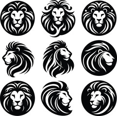 lion tattoo wild symbol mammal black design nature white graphic king illustration vector art head face lion tattoo wild