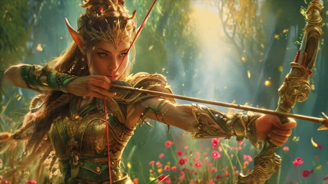 Sagittarius woman with a bow and an arrow, symbol astrology zodiac sign Generative AI