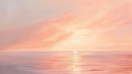 Fototapeta premium Serene Sunset Painting in Soft Pink and Peach Tones