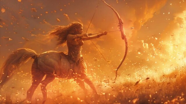 Sagittarius centaur with a bow and arrow, symbol astrology zodiac sign Generative AI