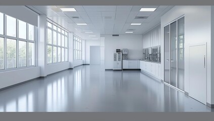 Modern White Laboratory with Clean Design and Natural Light