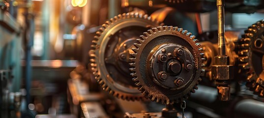 Industrial Gear Mechanism with Warm Metallic Tones