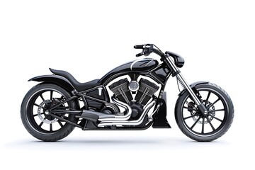 Fototapeta premium Black motorcycle on white background