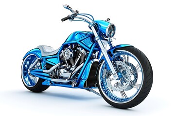 Blue motorcycle isolated on white background