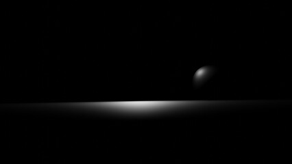 3d render of black sphere glowing  in the  black background