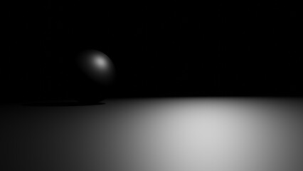 3d render of black sphere glowing  in the  black background
