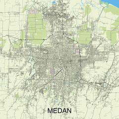 Medan, Indonesia map poster art