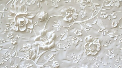 Embossed paper texture with an intricate floral pattern