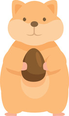 Obraz premium Adorable hamster holding a chocolate easter egg, perfect for springtime festivities and celebrations