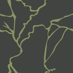 Simple Vines on a Dark Green Background Seamless Repeat Pattern