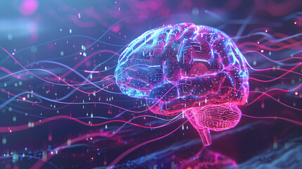 Glowing data brain symbolizing AI in medical deep learning