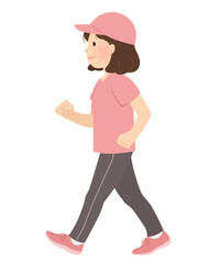 ウォーキング、運動する女性のベクターイラスト