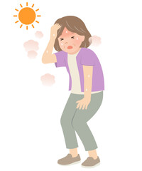 マスク熱中症のシニア男性のベクターイラスト