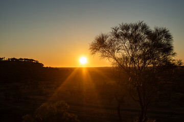 Naklejka premium Sunset over the outback, Quilpie, Australia