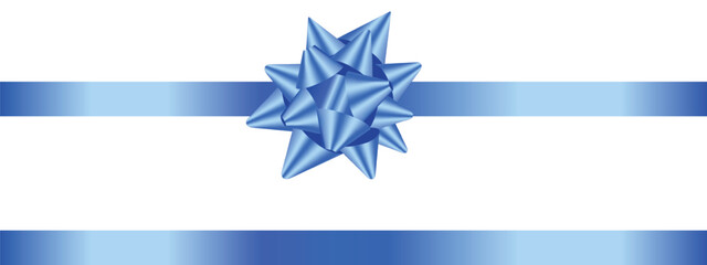 light blue bow gift ribbon straight horizontal border