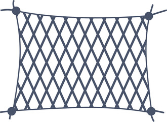 Illustration of a stretched cargo net with ropes tied to its corners, isolated on white © nsit0108